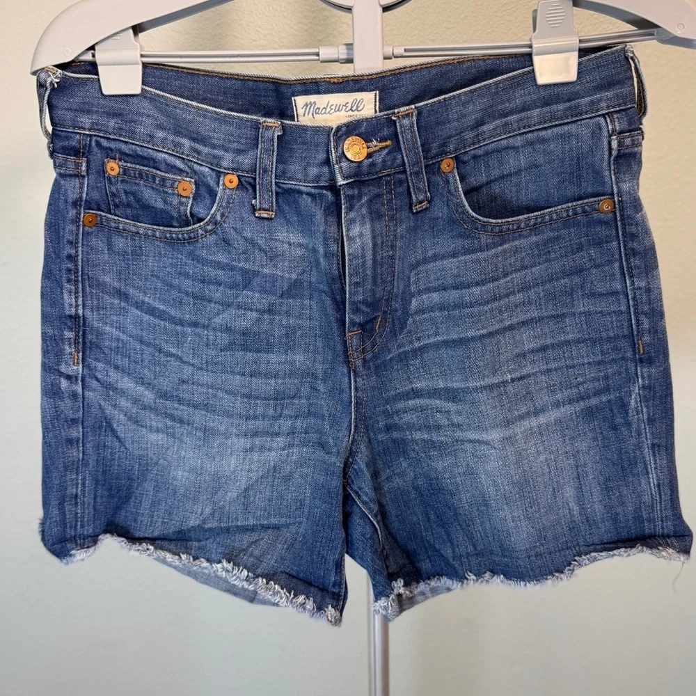 Madewell High-Rise Denim Cut Off/cuff Shorts Sz 27, 4” Inseam - Picture 3 of 12